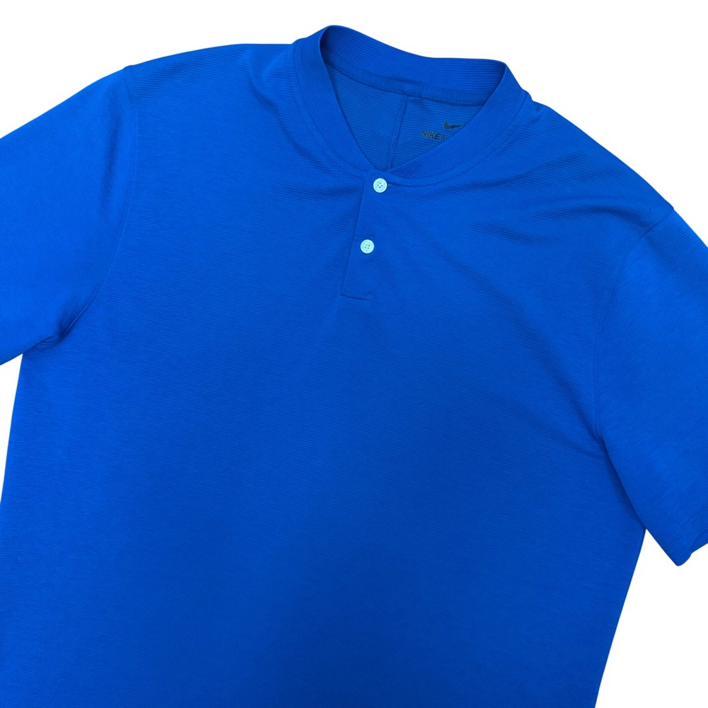 Nike AeroReact Golf Polo Mens Large Blue Tiger Woods Blade Collar BV1315-431 TW
